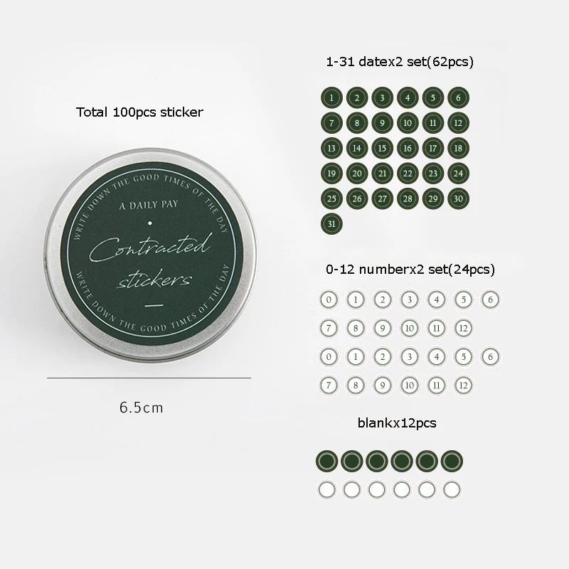 Dark green 100 шт Дата сделать список памятки напоминание отметка наклейка с железной коробкой планировщик блокнот Diy конверт для скрапбукинга Уплотнительная наклейка - Цвет: Dark green