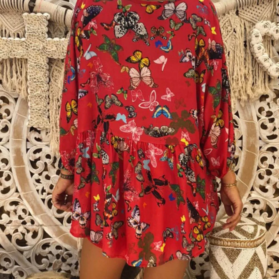 Бабочка Топ цветочный футболка плюс Размеры 5xl Vetement Femme 2019 глубоким v-образным