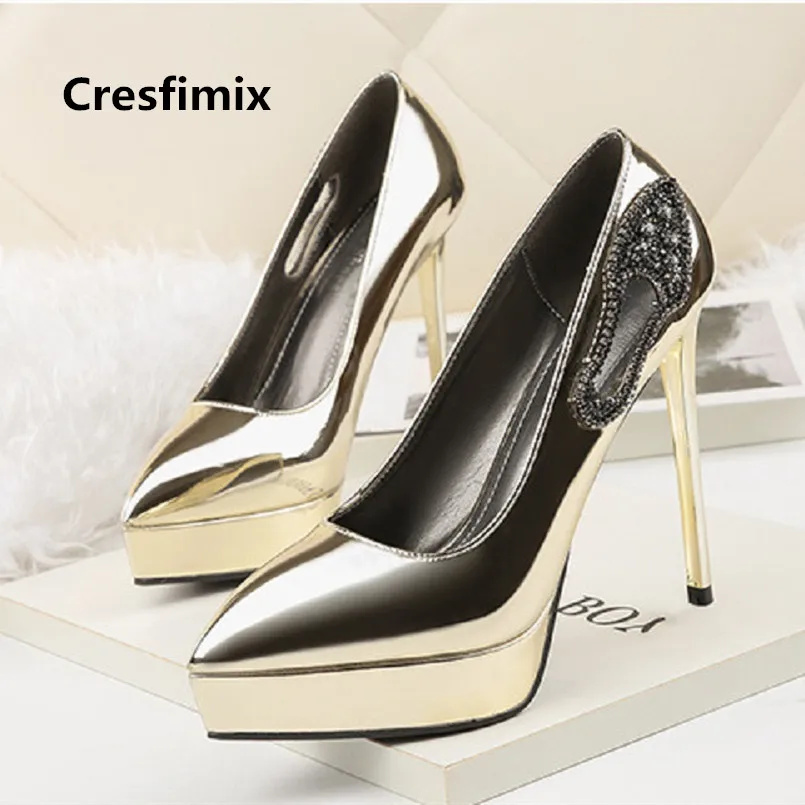 

Women Cute Silver Comfortable Waterproof High Heel Shoes Lady Casual Wedding High Heel Pumps Shoes Femmes Hauts Talons E3289