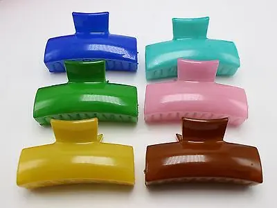 

5 Mixed Jelly Color Plastic Hair Claw Grip Folding Clips Clamps 65mm DIY Craft
