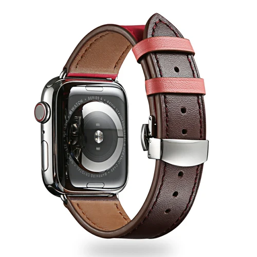 7 Кожаный ремешок для apple watch группа 4 5, 42 мм, 38 мм, Версия 44 мм 40 мм Бабочка туфли с ремешком и пряжкой браслет для наручных часов iwatch, 5/4/3/2/1 - Цвет ремешка: 7