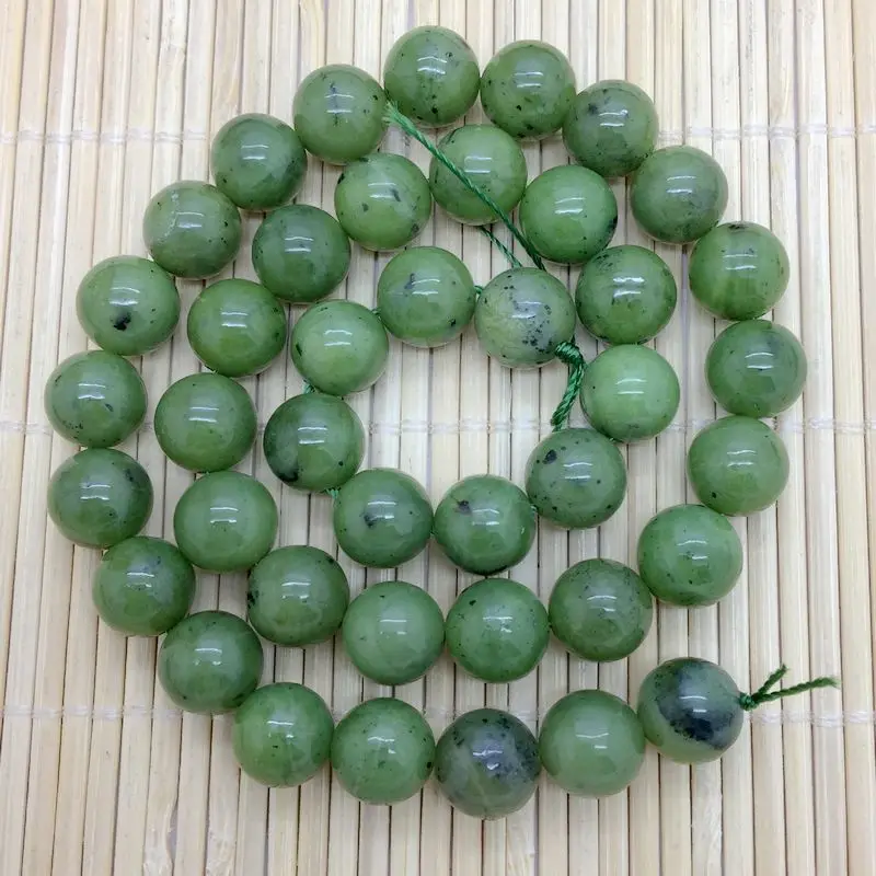 Новые бусины хорошего качества натуральный канадский зеленый нефритовый камень