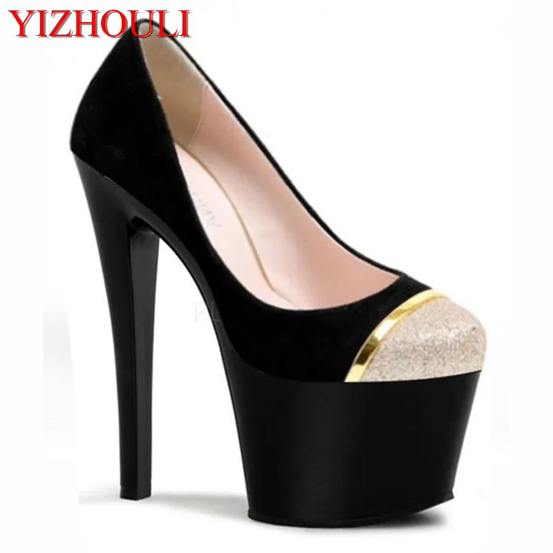 New High-heeled Shoes, 17cm Wedding Shoes,Sexy Women Shoes Classic Black High Heels Dance Shoes