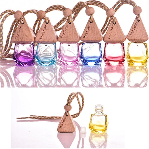 

Home Car Hanging Air Freshener Perfume Fragrance Diffuser Empty Glass Bottle
