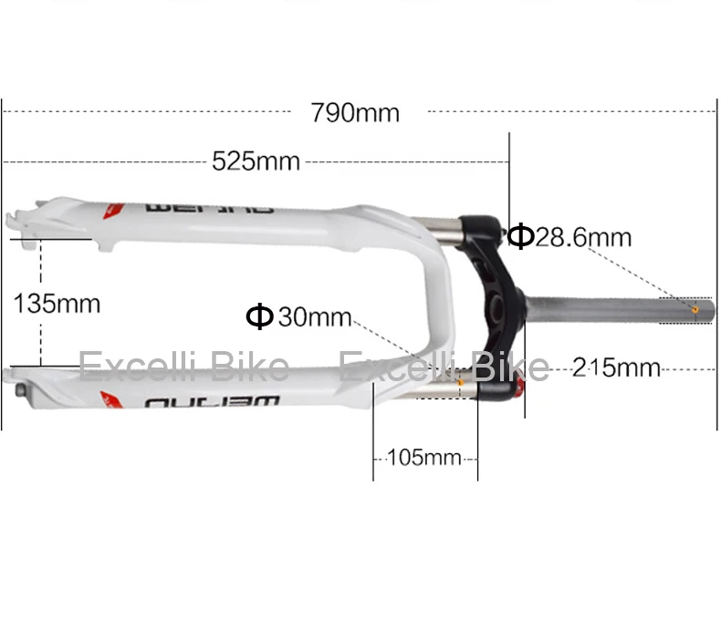 Амортизирующая вилка Excelli Snow Moutain Bike26 алюминиевый сплав для езды на велосипеде 26