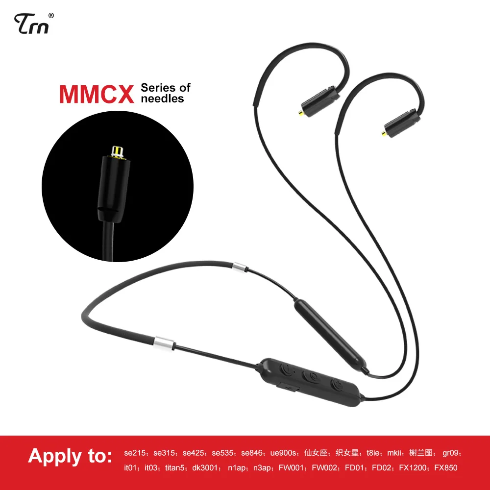 Bluetooth кабель TRN BT10 V4.2 Hi Fi для наушников с разъемом 2PIN/MMCX подходит V30 V80 IM1 IM2 X6 CCA C10