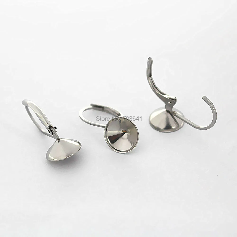 Клипсы из нержавеющей стали набор серег крючков 8 мм круглая рамка камень Rivoli