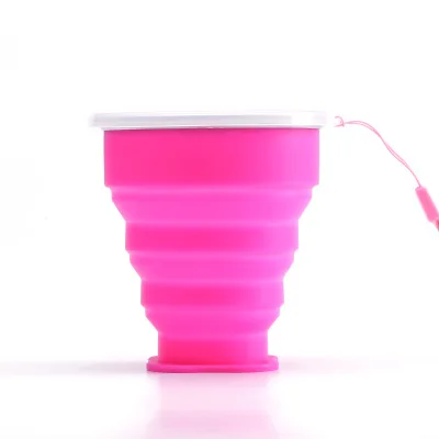 pink Открытый путешествия силиконовые выдвижные складные чашки открытый Телескопические Складные стаканы кофе чашки выдвижной Кемпинг бокал вина - Цвет: pink