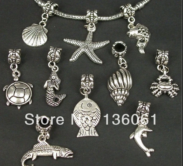 Смешанные морские животные Черепаха и Подвески Медальоны русалки 10 шт. Модные