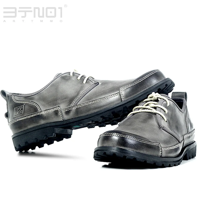 Мужские оксфорды из натуральной кожи на шнуровке с круглым носком мужские