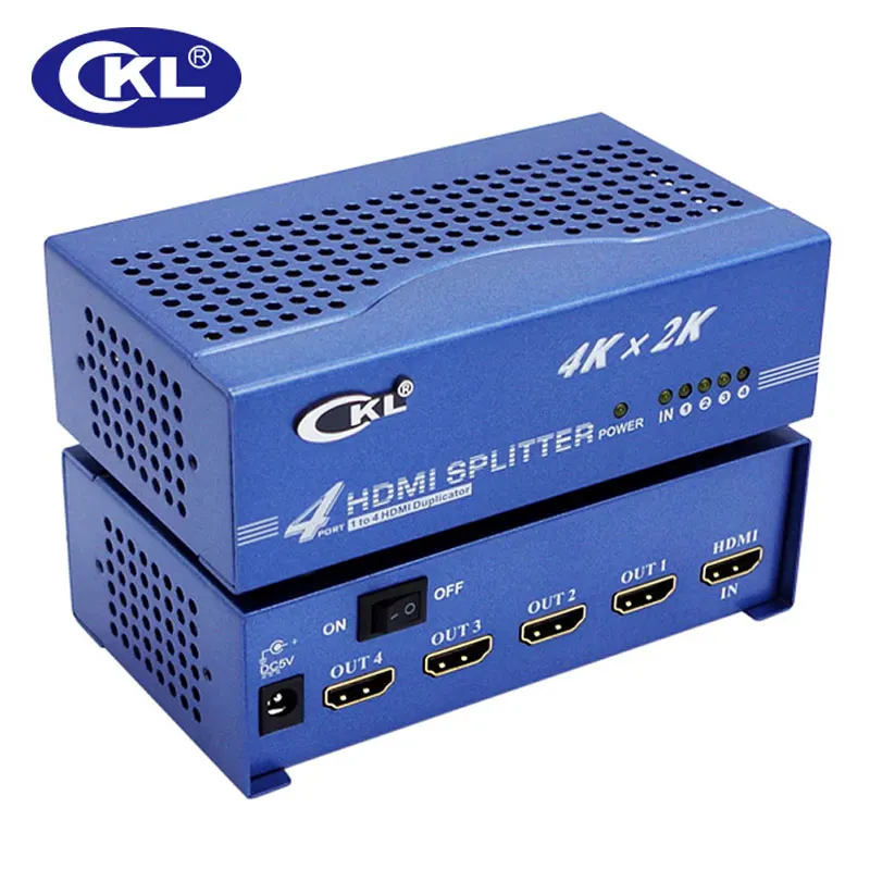 

CKL 1 in 4 out HDMI Splitter 1.4v 4K 3D 1x4 HDMI Distributor Duplicator for Xbox PS3 PS4 PC DV DVD HDTV HD-9442