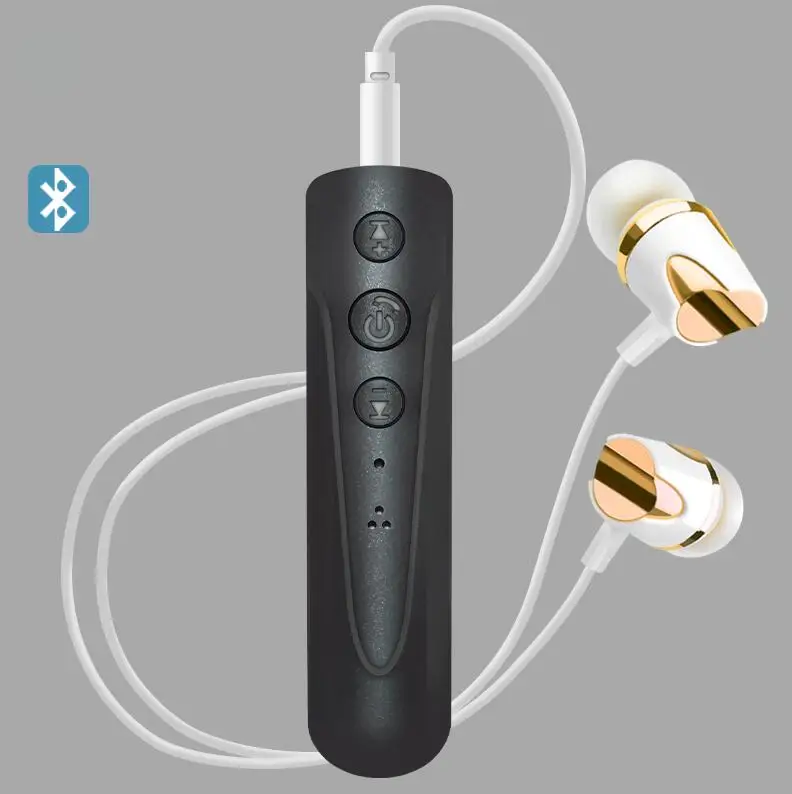 Black With Earphone Bluetooth наушники с микрофоном, спортивные Bluetooth беспроводные наушники 3,5 мм, микрофон для телефона iPhone - Цвет: Black With Earphone