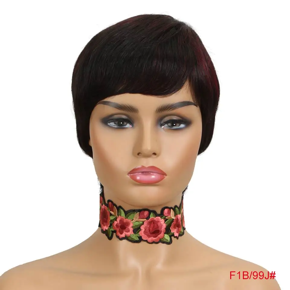 F1B/99J Rebecca, прямые волосы, короткий парик, бразильские человеческие волосы, парики для черных женщин,, дешево, машина, сделанная блонд, цвет 613 - Цвет волос: F1B/99J
