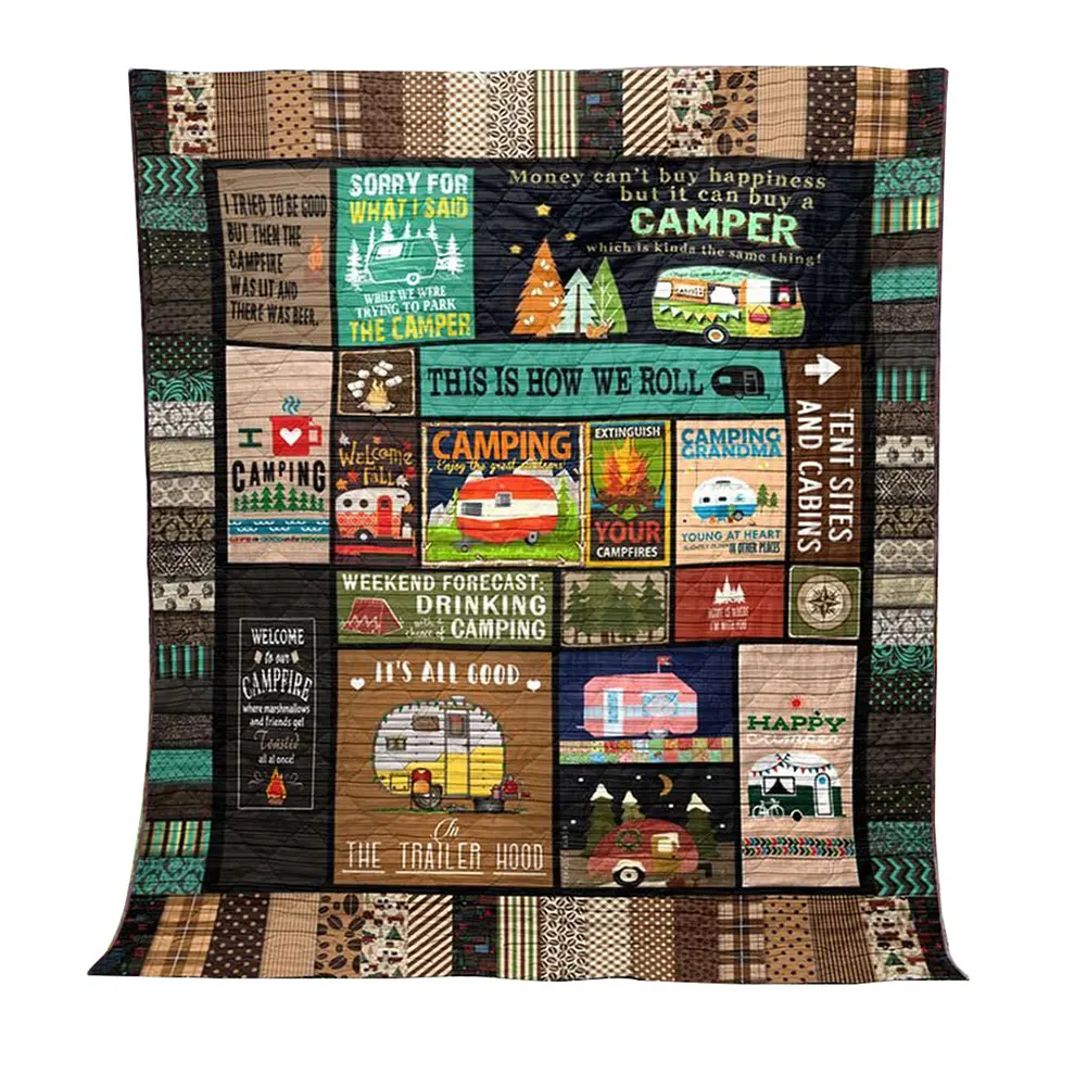 Одеяло для кемпинга одеяло с обратимой хлопок 3D печать кемпинг мат Stampa coperta da campeggio rettangolare HTQ99