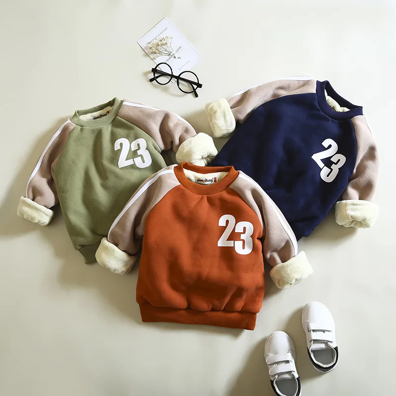 

2018 hot sale number kid's casual Hoodies children popular cartoon Sweatshirts boys autumn and winter tops outwear