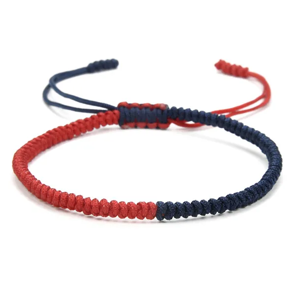 red blue 1 шт. черный, красный тибетский буддийский очаровательный Тибетский браслет и браслеты ювелирные изделия для женщин и мужчин ручной работы с узлами веревочный браслет - Окраска металла: red blue