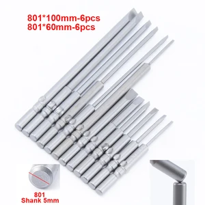 Высокое качество 6 шт. 801 5 мм круглый хвостовик шлицевые отвертки биты 1,6 мм-6 мм S2 легированная сталь Магнитная плоская головка искусственные инструменты