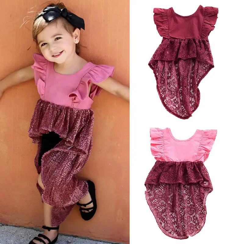 Vintage Toddler Kid Baby Girls Lace Flower Party Pageant Tutu Dress Tops Clothes Patchwork Children Girl Enfant Dresses Lovely | Детская