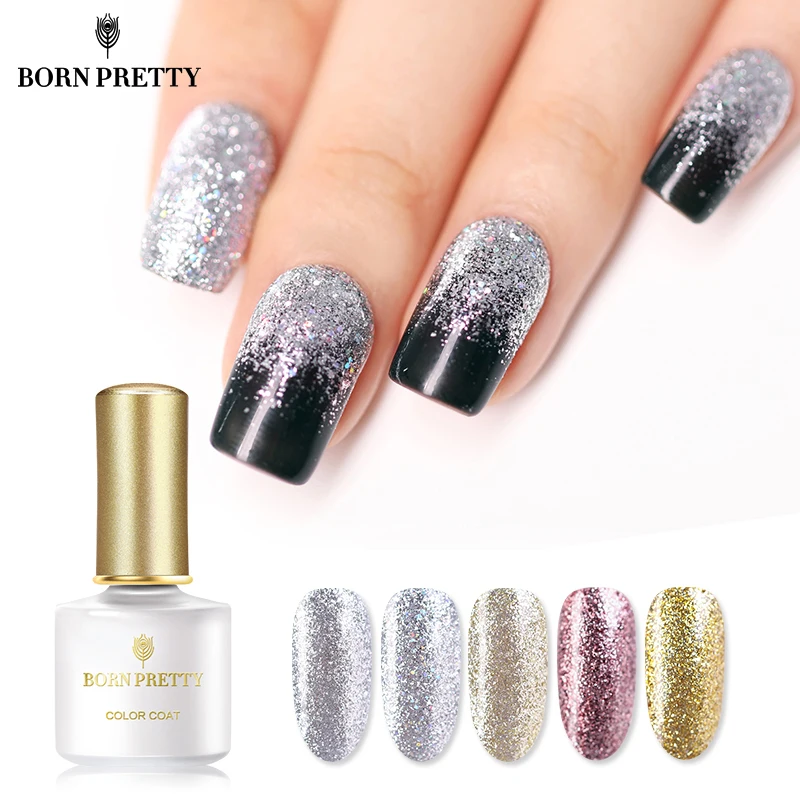 Гель для ногтей с блестками BORN PRETTY Золотой и серебристый гель блестящими 6 мл УФ