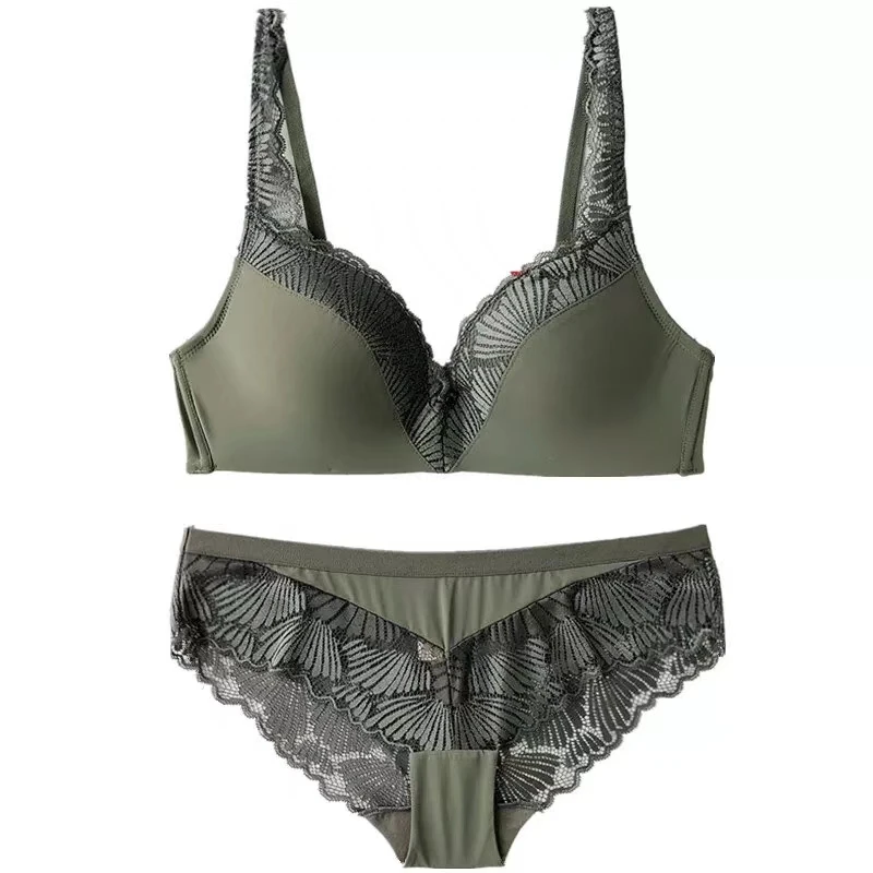 

Lace No steel rim No trace Comfortable Elegant Sexy Underwear Foundation Thin soft cup bra set