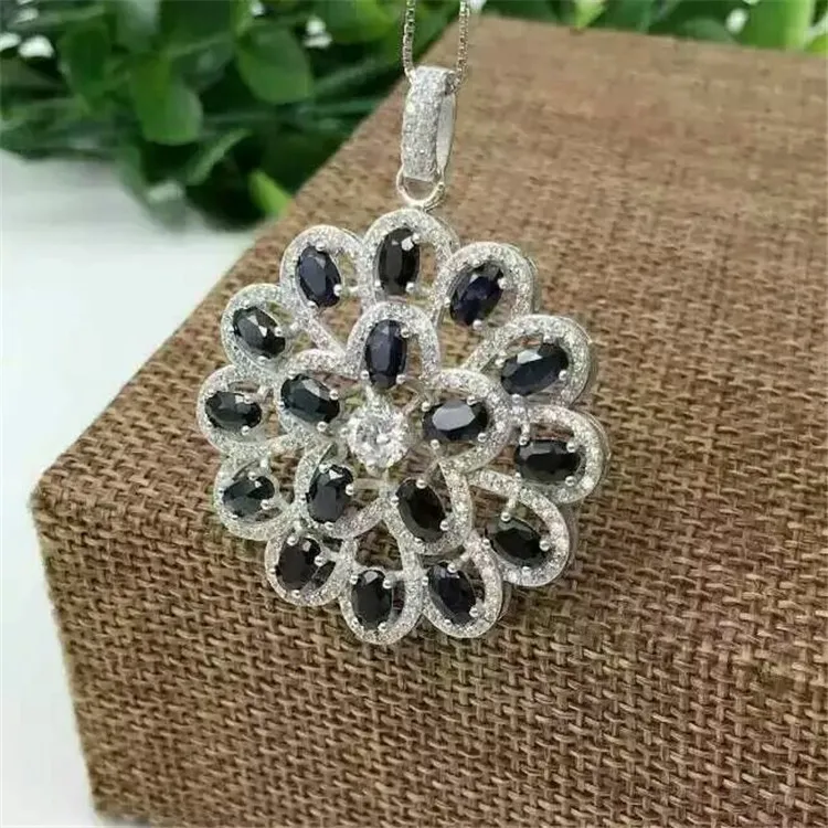 

KJJEAXCMY boutique jewels S925 silver inlay natural sapphire inlay helix pendant + necklace pendant gifts
