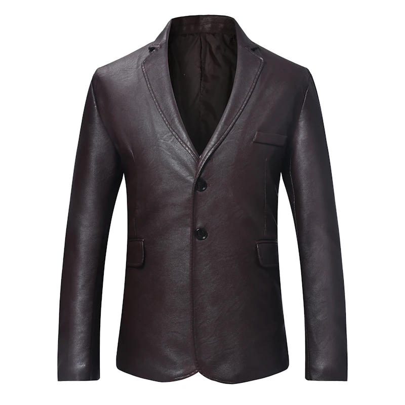Мужская деловая Повседневная Классическая однотонная кожаная куртка в простом