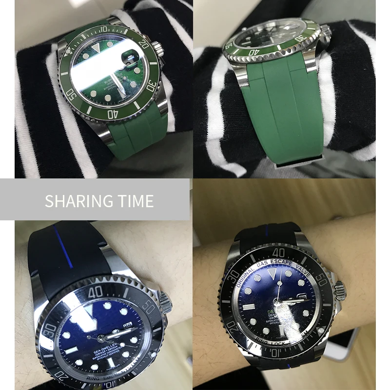 Ремешок силиконовый Камуфляжный для часов DEEPSEA Daytona Submariner GMT 20 мм 21 | Наручные часы