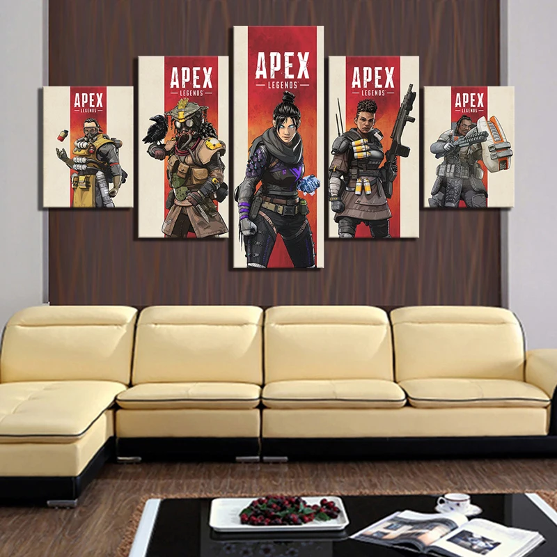 5 шт. HD мультфильм картина печать Apex легенды игры плакат картина картины холст искусство для домашнего декора стены искусства