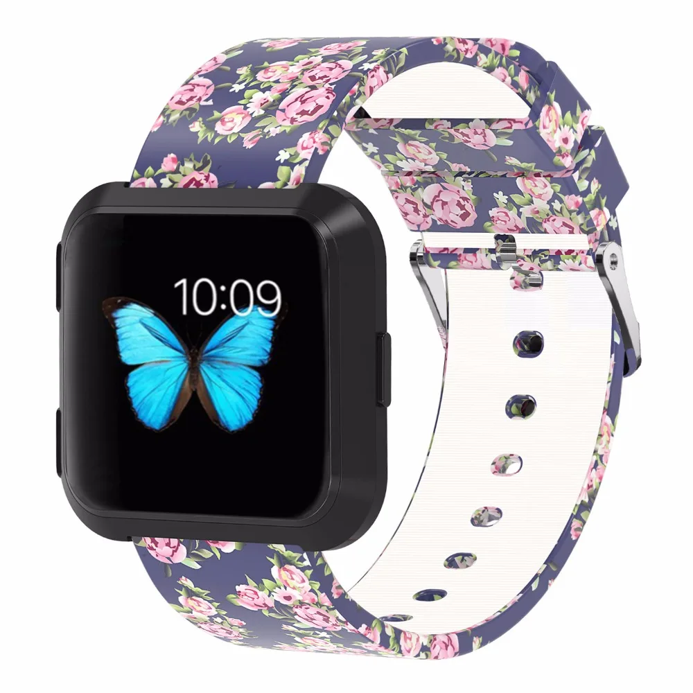 Bemorcabo для Fitbit Versa Starps силиконовые цветочные аксессуары умных часов мужчин и