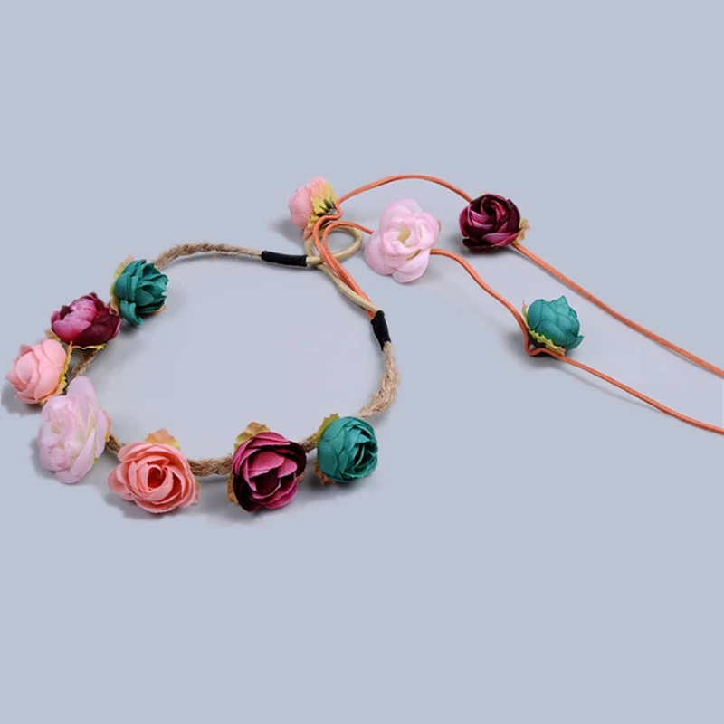 1 шт. богемная разноцветная гирлянда с цветком камелии Женская корона