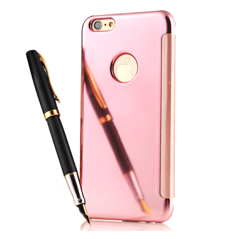 200 шт./лот зеркальные Чехлы прозрачное окошко для просмотра флип кейс чехол iPhone 7