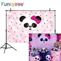 funnytree background photography pink cartoon panda polka dot children birthday party photography backdrops camera photophone