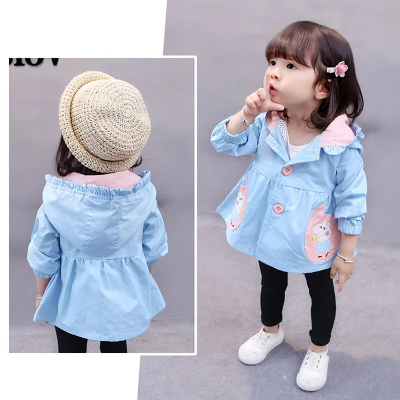 2017 Autumn Girl's Jacket Kids Hooded Jackets Children's Windbreaker Coat For Girl windbreaker Cartoon Pig hoodies clothe Design |