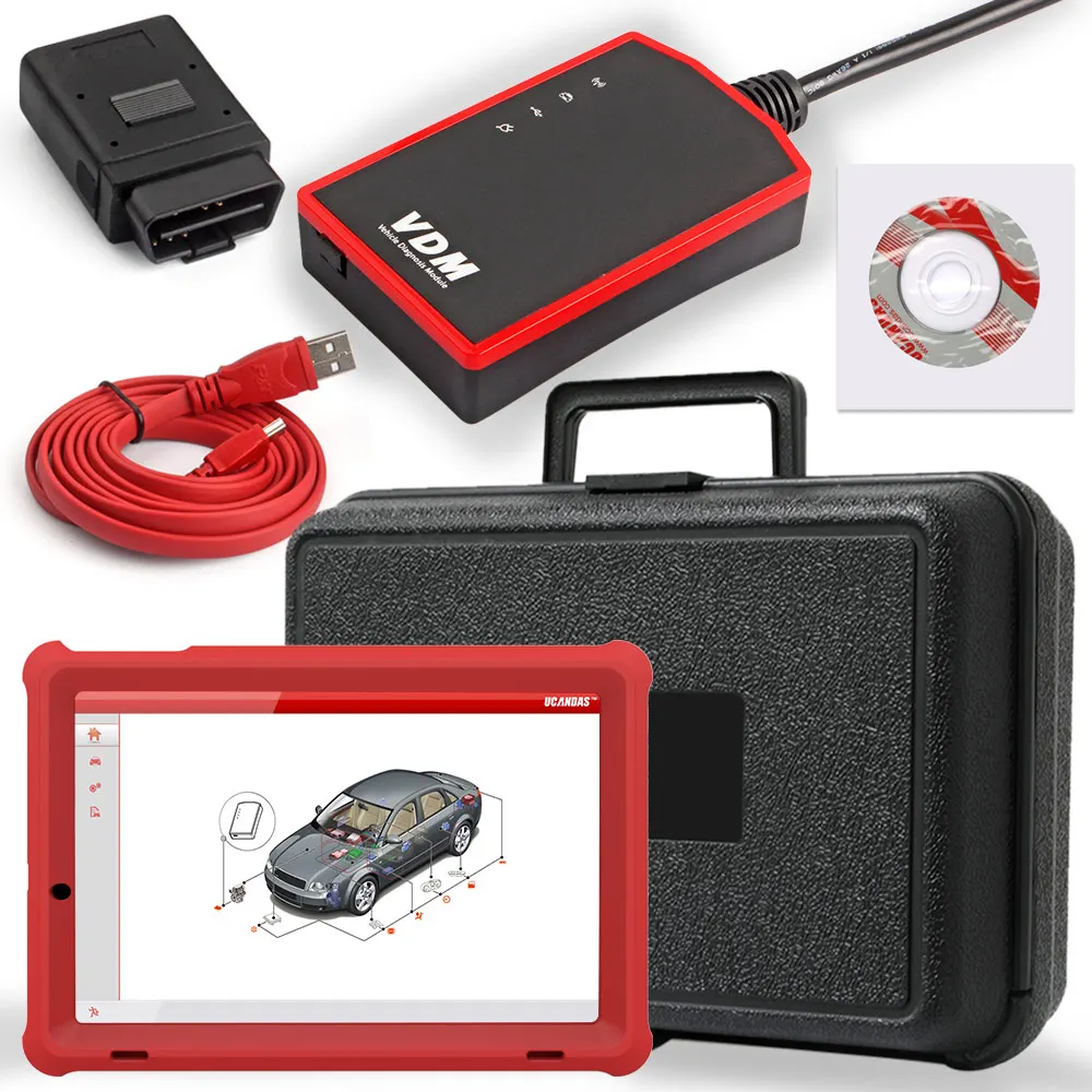 UCANDAS VDM V4.5 OBD2 wifi сканер SRS EPB TPMS ABS SAS полная система Профессиональный OBD 2 автоматический диагностический инструмент Автомобильный сканер - Цвет: 10in Tab Set EU Plug