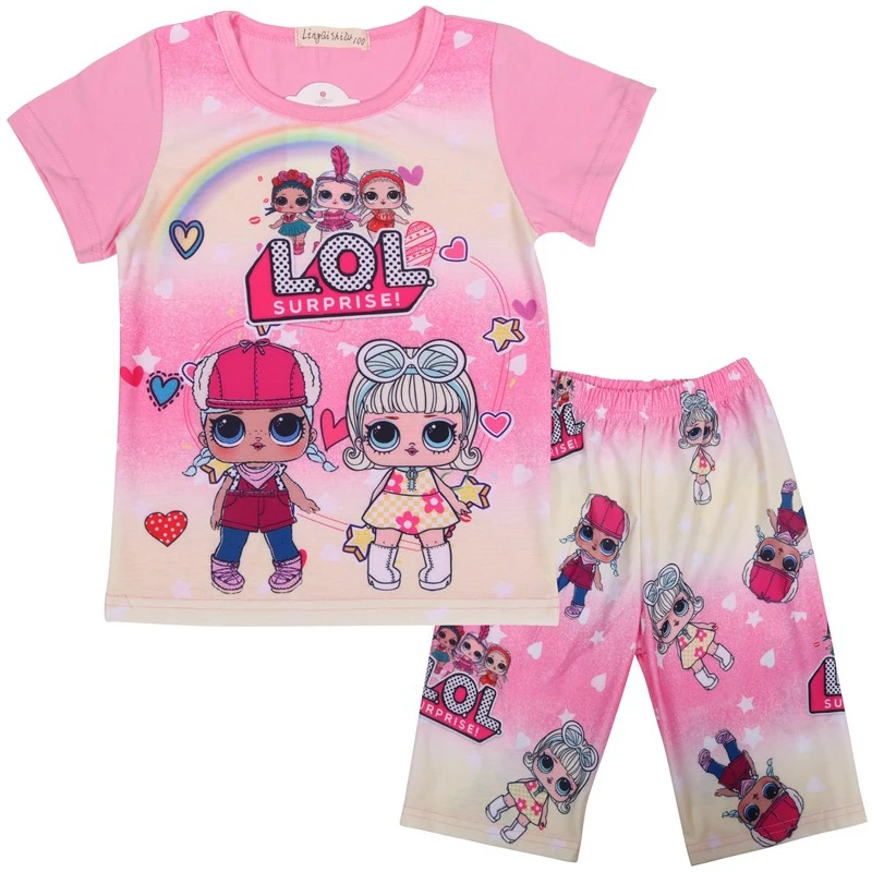 2019 Новые Летние повседневные комплекты для детей милая футболка с рисунком +