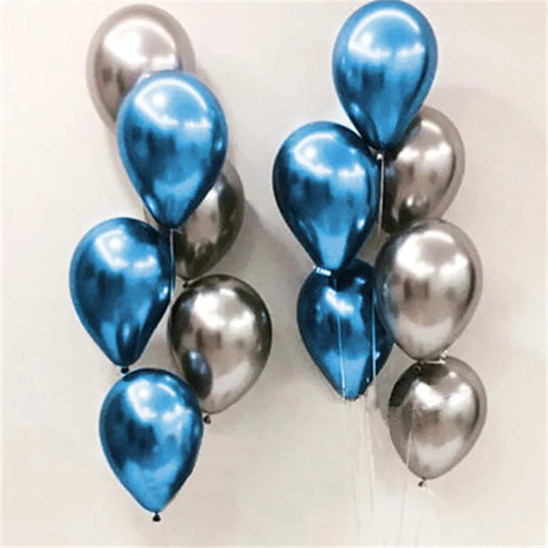 12pcs Balloon 12 шт. хромированные металлические шары, Металлические Синие Серебристые шары на день рождения, свадьбу, помолвку, юбилей, для друзей и семьи, вечерние, Декор - Цвет: 12pcs Balloon