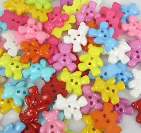 100 шт. смешанные медведи акриловые швейные пуговицы для ткани с плоским