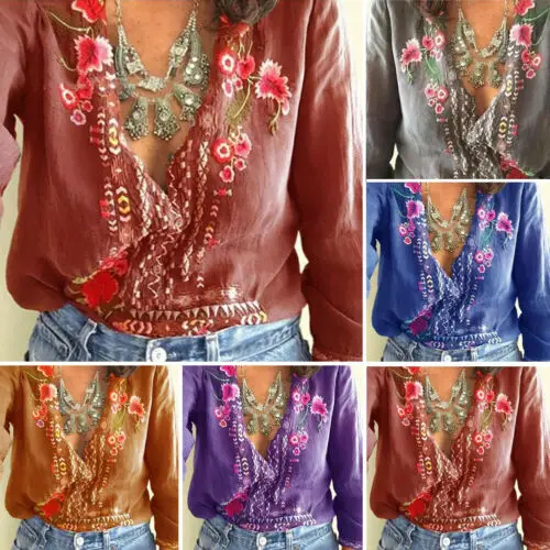 Новинка 2019 популярная женская Свободная футболка с V-образным вырезом и длинными