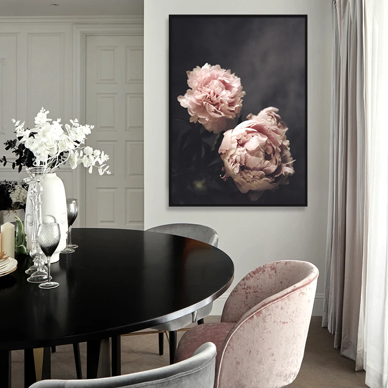 Скандинавский стиль розовый цветок настенная живопись холст плакаты и принты