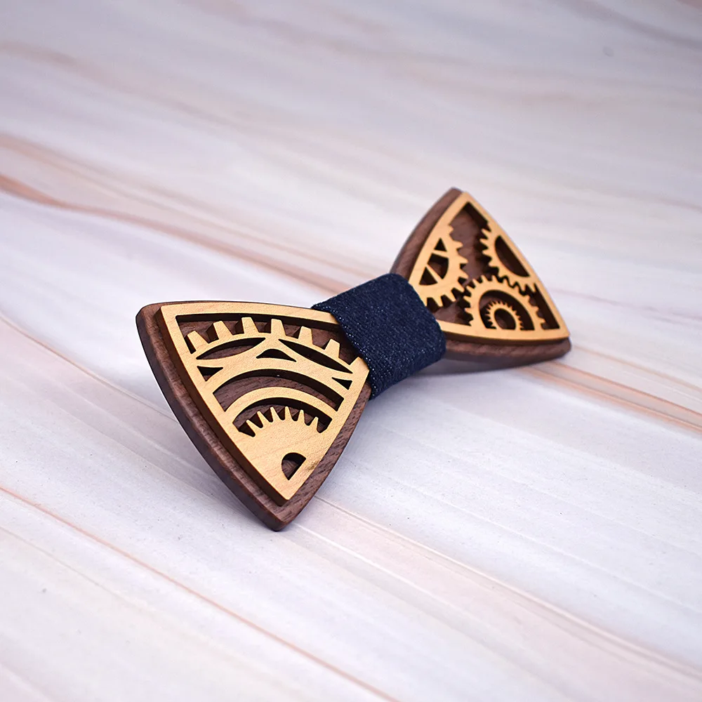Fashion Handmade wooden MAN'S bow tie gearwheel tie/Brooch/Broth/Cufflinks BOX PACKAGE for party wedding 1set | Украшения и