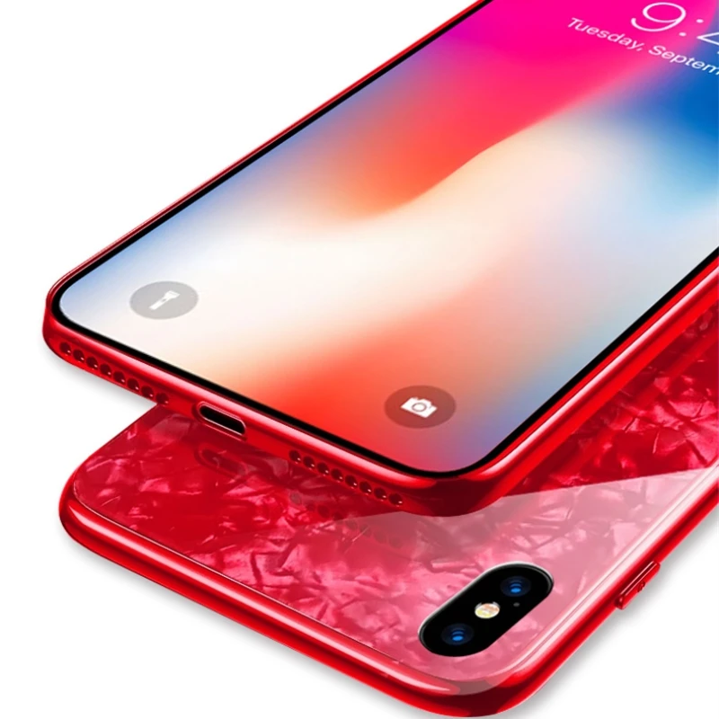 New Fashion Shell design Phone Case For iPhone X 7 8 6 6S Plus Cases Glass Hard Cover XS MAX XR Silicone Edge Funda Coque |