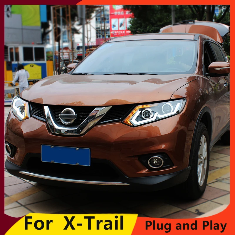 KOWELL автомобильный Стайлинг для Nissan X-Trail фары- для X-Trail светодиодный фонарь DRL Объектив двойной луч H7 HID Xenon bi xenon