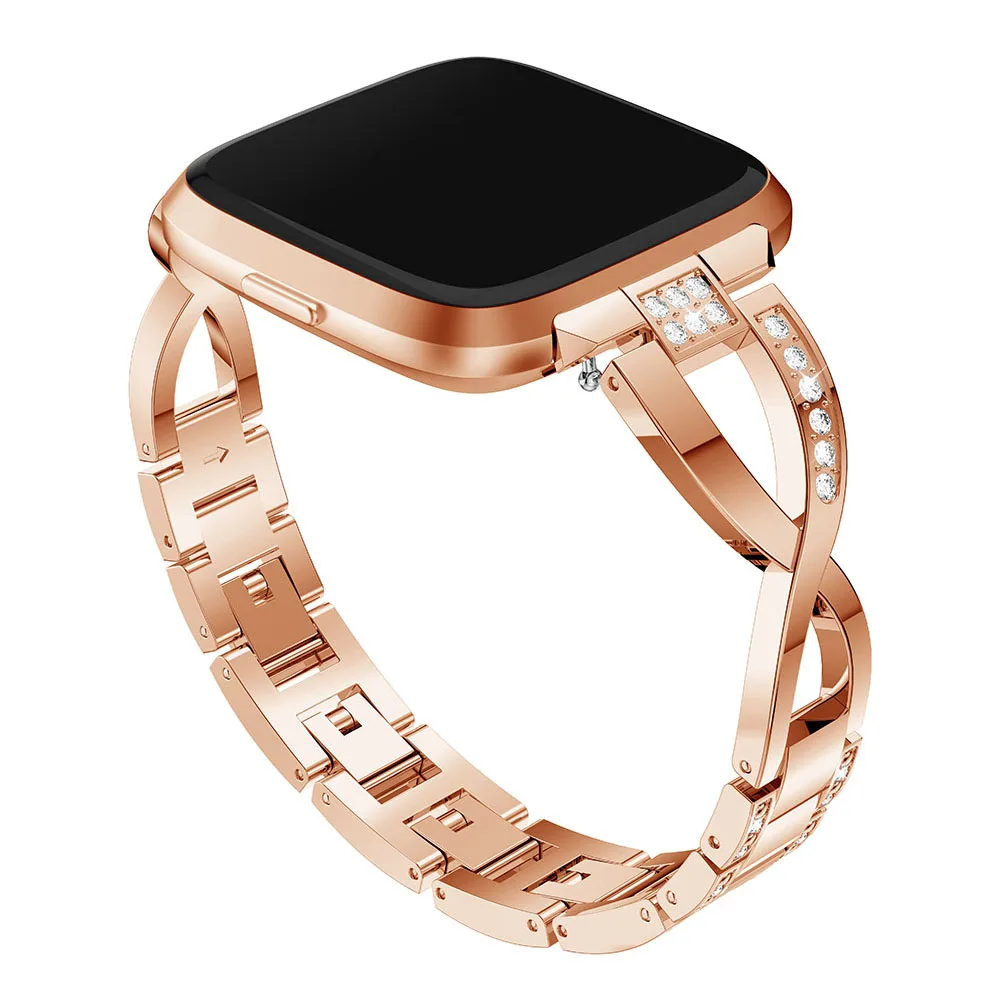 Rose gold Ремешок для часов для Fitbit Versa, браслет на запястье, умные аксессуары, 125 мм-190 мм, элегантный роскошный сменный ремешок для часов, ремень correa - Цвет: Rose gold
