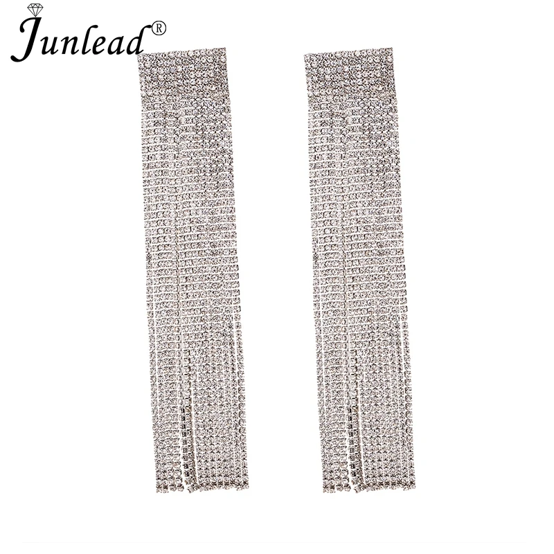 Женские серьги подвески Junlead длинная цепочка из золота с кисточками и