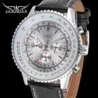 Jaragar лучший бренд Роскошные Для мужчин механические часы Для мужчин автоматического 6 руки ремешок из натуральной кожи черного цвета Автоматическая Дата Наручные часы