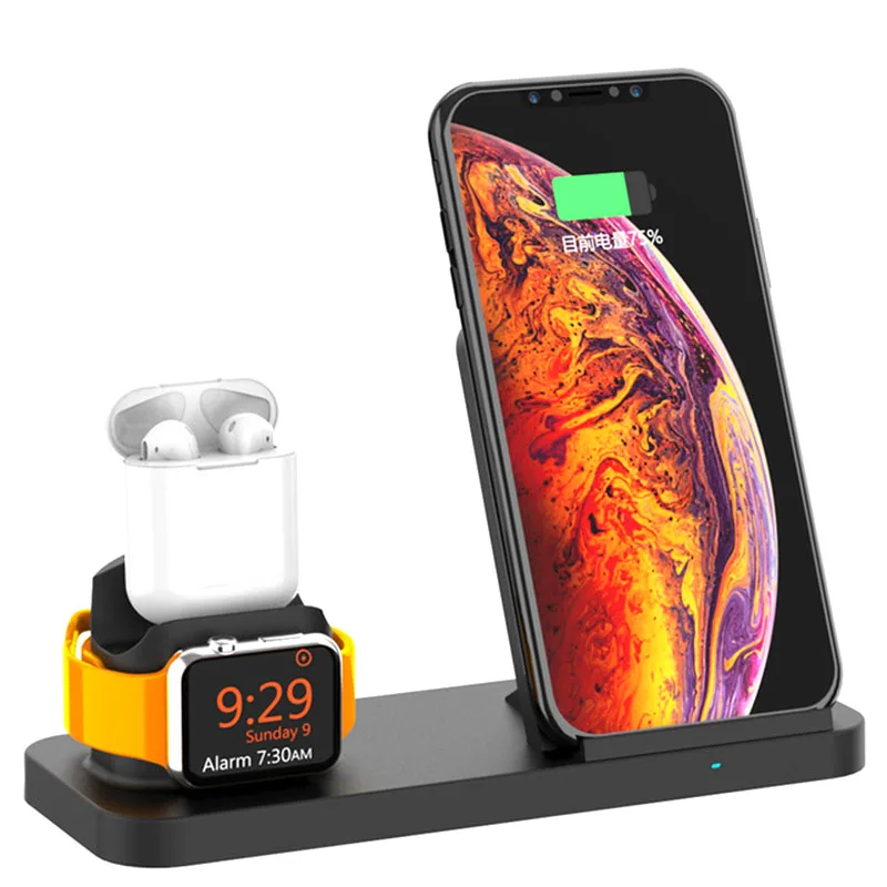3 в 1 Беспроводное зарядное утройство для телефона Подставка iPhone 8 док станция