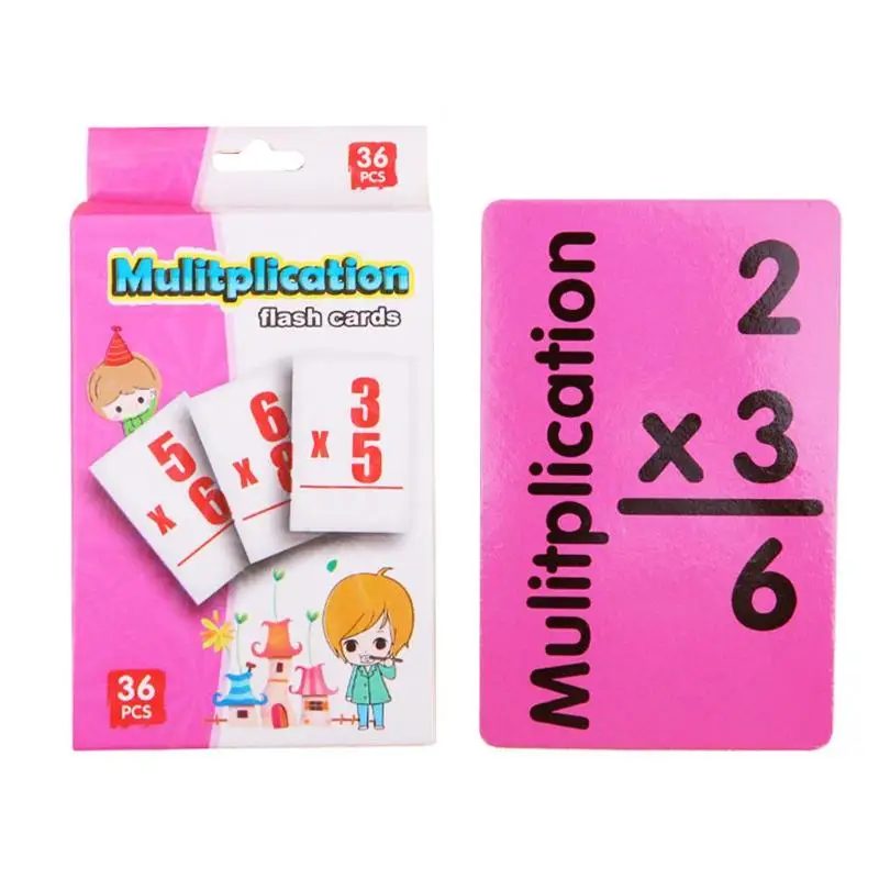 multiplication 36 шт. детские математические карты, английские Обучающие карточки для арифметики, Игрушки для раннего образования, метод разделения, математические игрушки, интеллектуальные игрушки для детей - Цвет: multiplication
