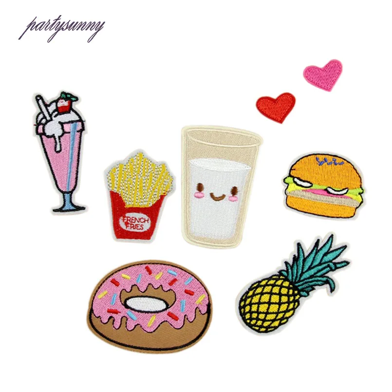 8 шт. Утюг На Продукты Питания Вышивка Патчи Для Одежды Мешок Рубашку Телефон