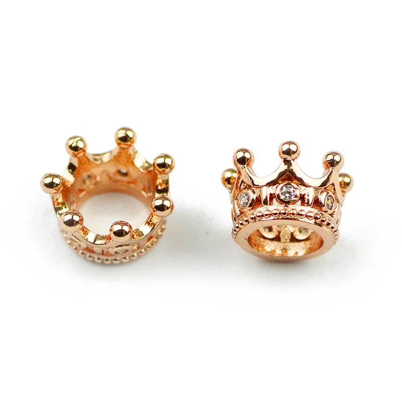 rose gold color JHNBY, 4 шт., медные бусины-разделители в виде императорской короны 11*6 мм, винтажные золотые бусины-Подвески для изготовления браслетов своими руками - Цвет: rose gold color