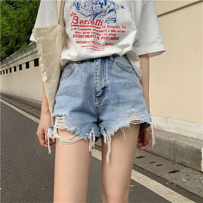 2019 простые джинсовые шорты с бахромой | Женская одежда